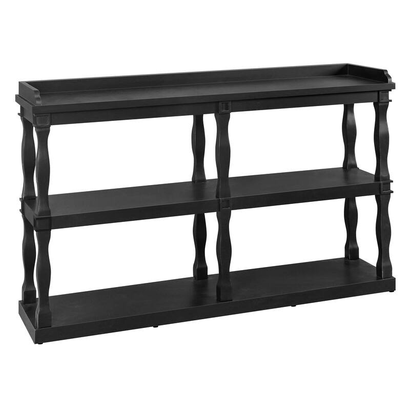 60 Inch Extra Long Console Table, 3 Tier Storage Entryway Console Table, Living Room Narrow Sofa Entry Table with Open Shelves