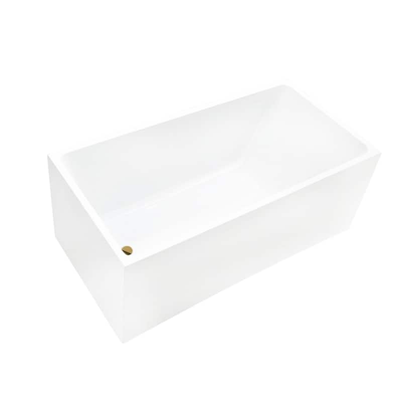 Vanity Art 55" x 29" White Acrylic Flatbottom Freestanding Bathtub