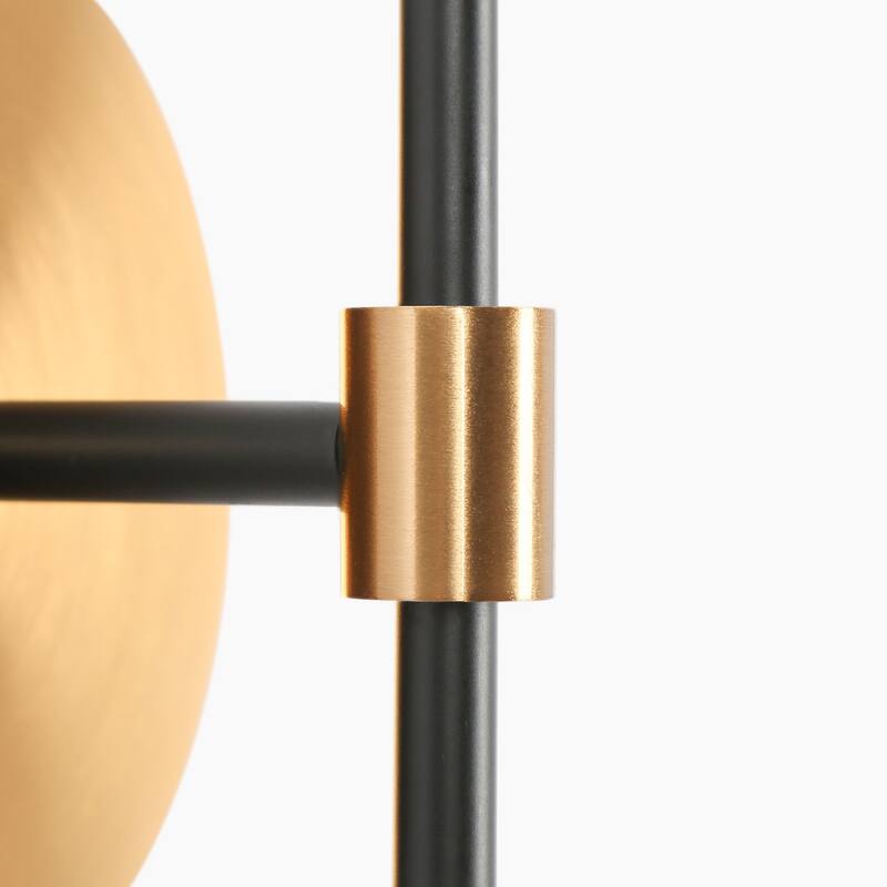 2-Light Modern Contemporary Black Gold LED Wall Sconces Bathroom Vanity Lights with Acrylic Shades - 4.7" L x 7.5" W x 11" H
