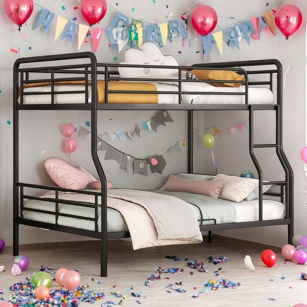 slide 2 of 11, Full XL Over Queen Metal Bunk Bed,2 In 1 Beds for Home Black