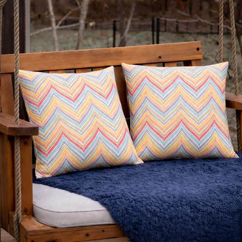 2 Pack Outdoor Throw Pillows, Waterproof & Fade-Resistant Patio Cushions- Soft & Comfortable Decorative Pillow Covers (18x18")