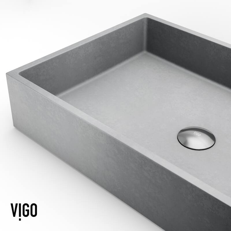 VIGO Orvieto 24"L x 15"W x 5"H Concreto Stone Rectangular Bathroom Vessel Sink