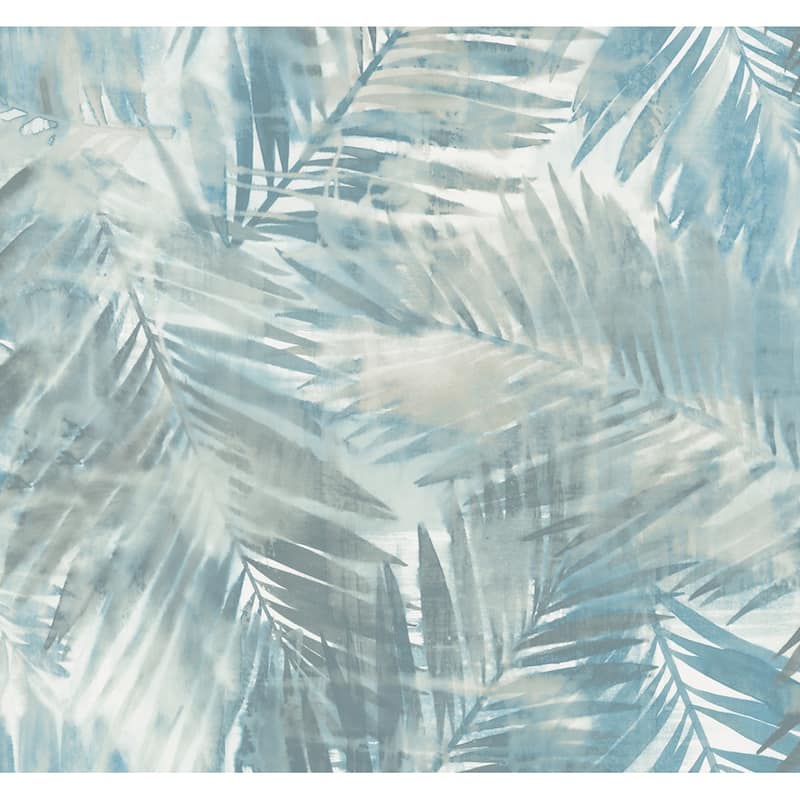 Seabrook Designs Kentmere Tropical Leaf Unpasted Wallpaper - 27 in. W x 27 ft. L (approximately 60.75 sq. ft.) - Teal & Off-White