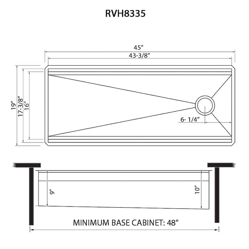 Ruvati 45-inch Workstation Two-Tiered Ledge Kitchen Sink Undermount 16 Gauge Stainless Steel - RVH8335 - 45 x 19