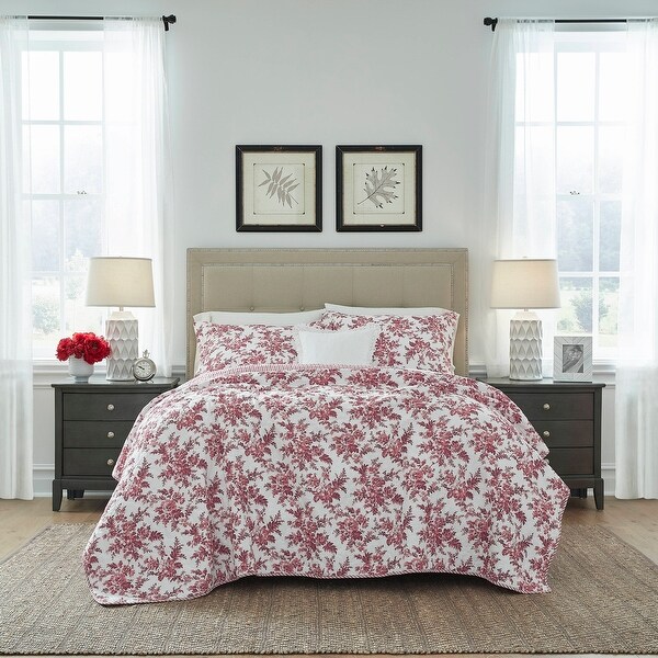 Laura Ashley Annalise Cotton Red Quilt Set - Bed Bath & Beyond