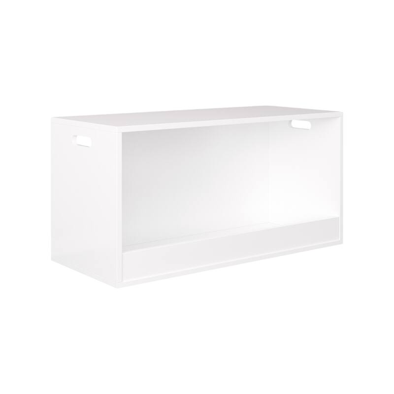 Open Toy Storage Box For Kids, White Wooden Organizer Bin For Plush Toys, Books,Nursery Or Playroom Use