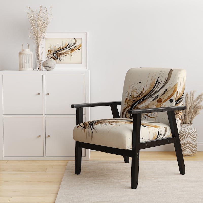 Designart "Brown And Black Movement I" Upholstered Modern & Contemporary Accent Chair and Modern & Contemporary Arm Chair - Arm Chair