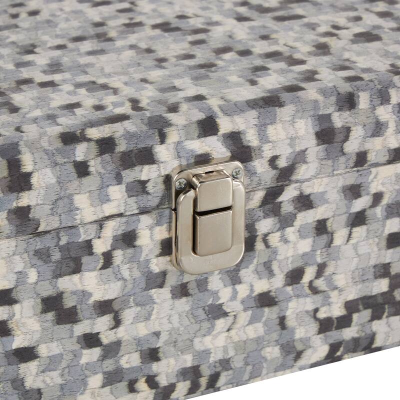 Multi Colored or Gray Wood Handmade Storage Decorative Box with Bronze Latches (Set of 2)
