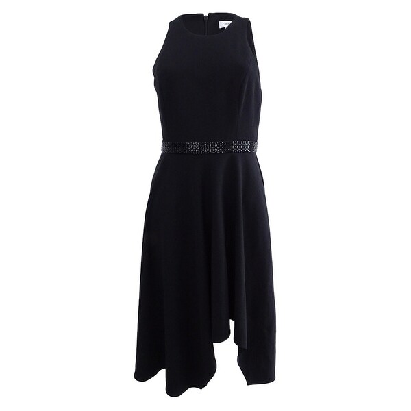 calvin klein black fit and flare dress