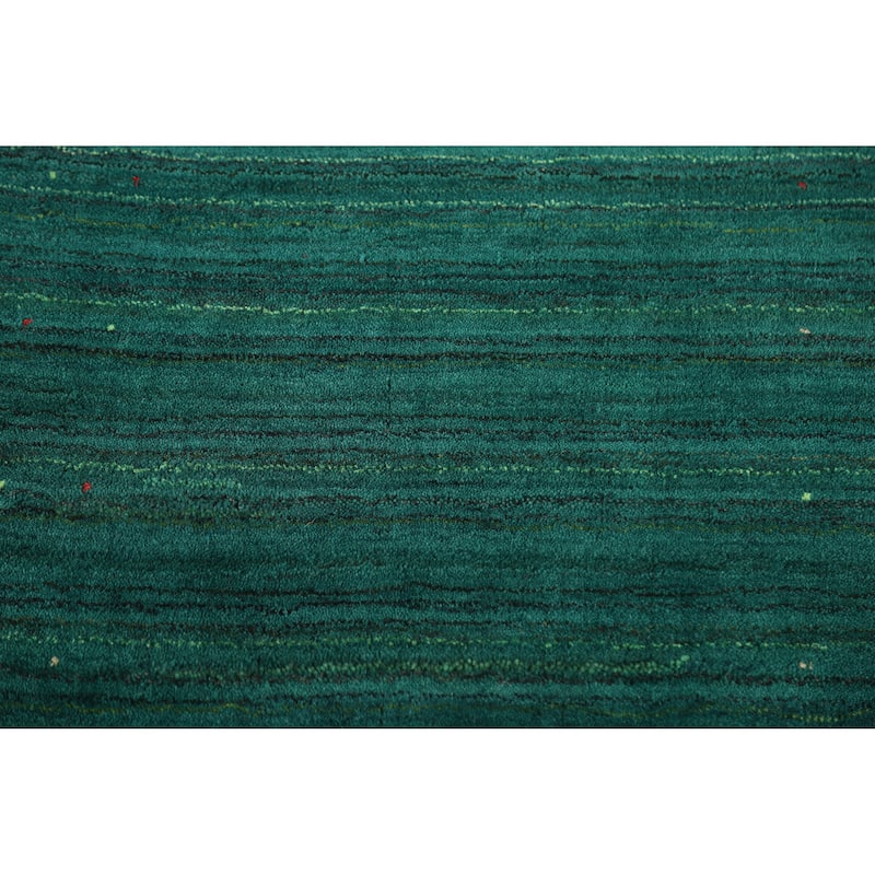 Tribal Green Gabbeh Indian Runner Rug Handmade Wool Carpet - 2'6" x 9'9"
