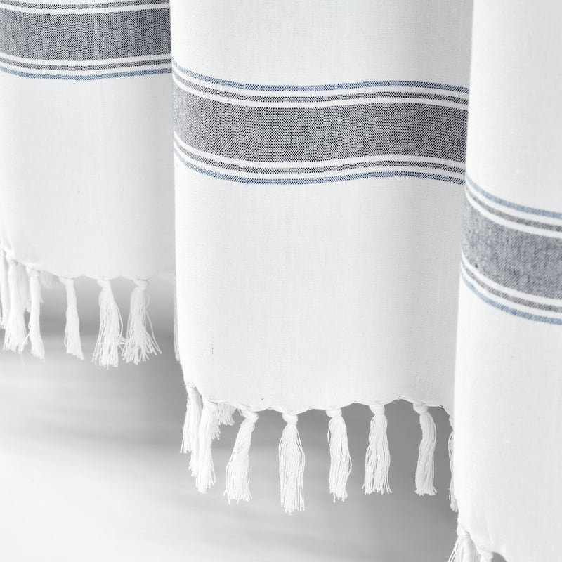 Lush Decor Stripe Woven Textured Yarn Dyed Cotton Shower Curtain
