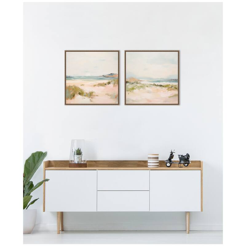 Kate and Laurel Gold Tranquil Landscape Square 2 Piece Framed Canvas Wall Art Set by Amy Lighthall