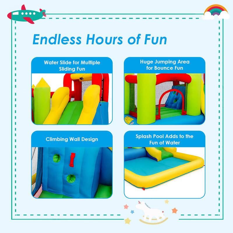Gymax Inflatable Bounce House Water Slide Bouncer Pool w/ Climbing