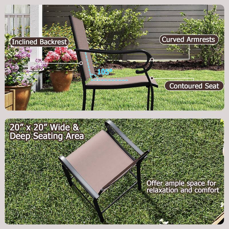 Gymax Outdoor Counter Height Bar Stools Set of 2 w/ Back Armrest &