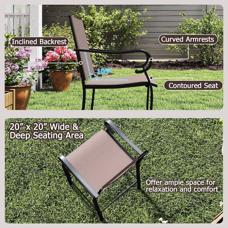 Gymax Outdoor Counter Height Bar Stools Set of 4 w/ Back Armrest &
