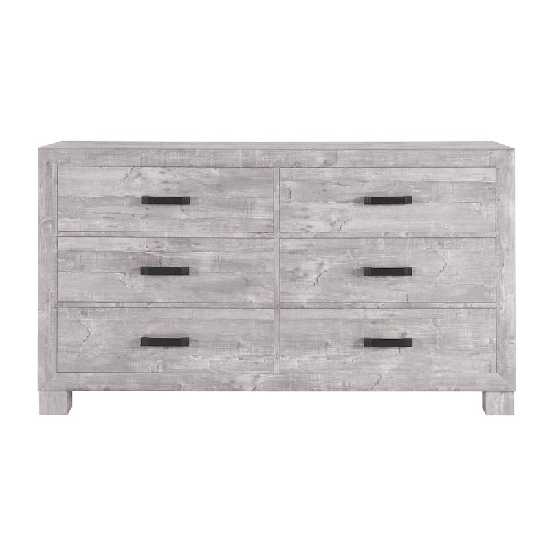 HomeRoots 59" Gray Wood Six Drawer Double Dresser