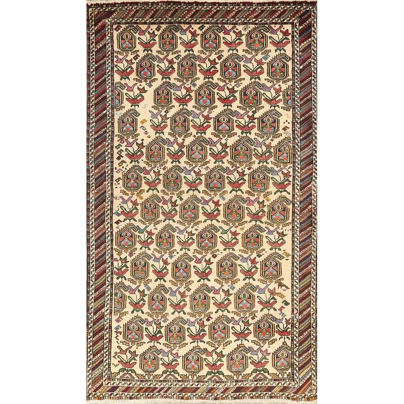 Geometric Traditional Sirjan Persian Area Rug Hand-knotted Wool Carpet - 3'2" x 5'5"