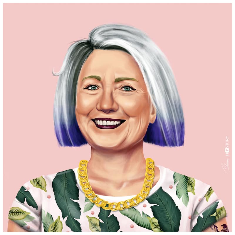 Empire Art Direct "Hip Hillary" Printed Tempered Art Glass Wall Art
