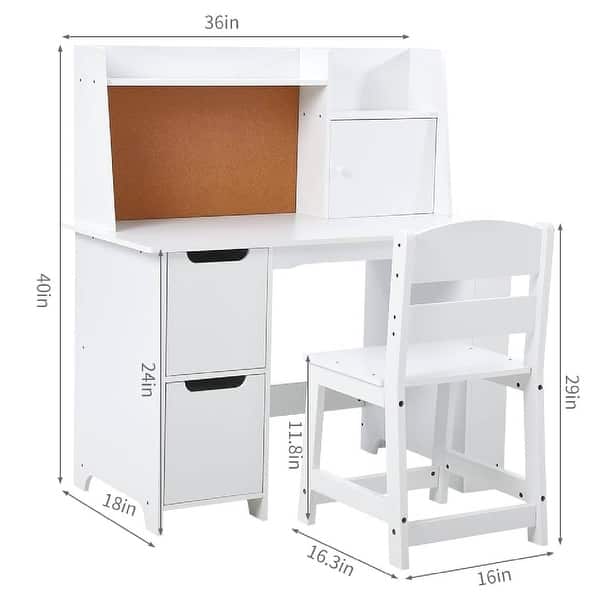 Study Desk and Chair Set with Features Bookshelf and Cabinets