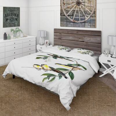 Designart 'Vintage Bird III' Traditional Duvet Cover Set