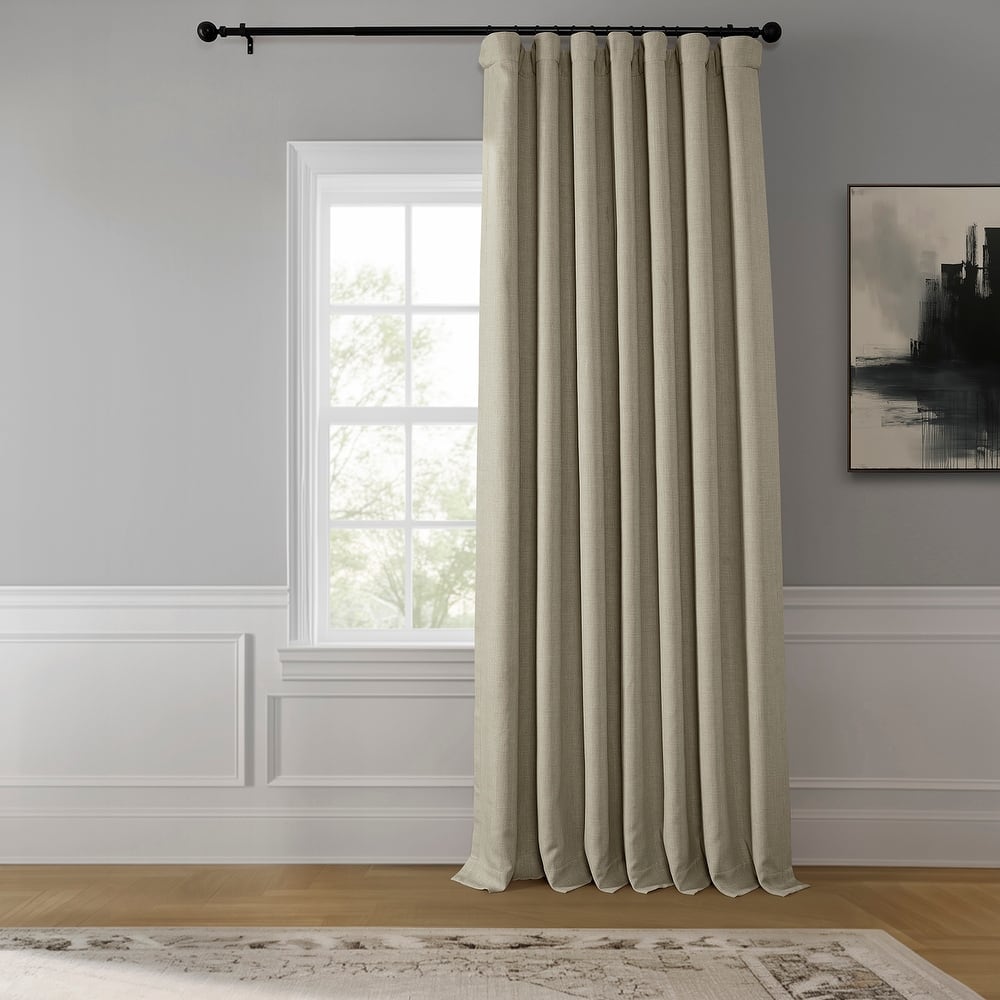 Exclusive Fabrics Textured Faux Linen Extra Wide Room Darkening Curtains for Bedroom & Living Room Curtains (1 Panel)