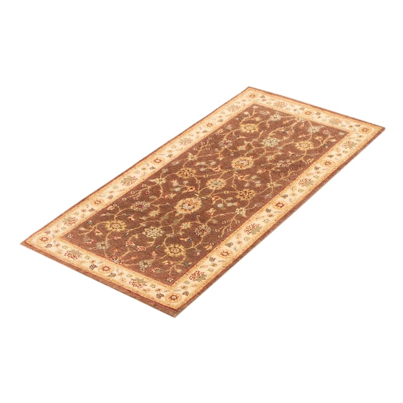 ECARPETGALLERY Hand-knotted Jamshidpour Brown Wool Rug - 2' 4" x 4' 9"