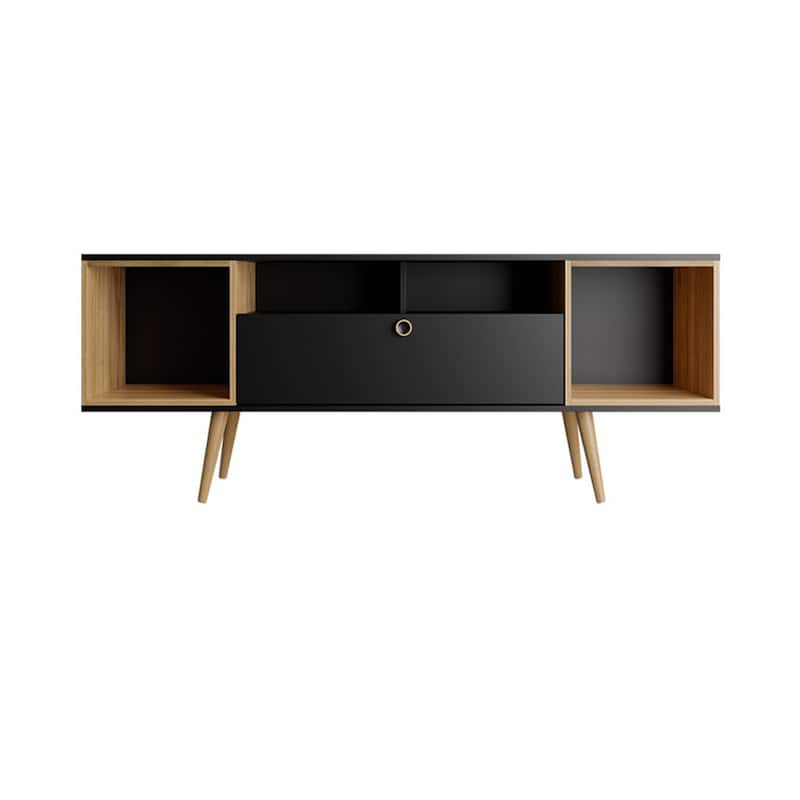Theodore 62.99 In. Storage Media Cabinet Console - Black and Cinnamon