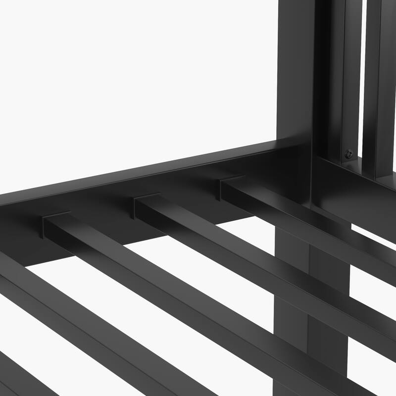 Full XL Over Queen Metal Bunk Bed with Ladder and Slats Support for Adults and Teens, Black