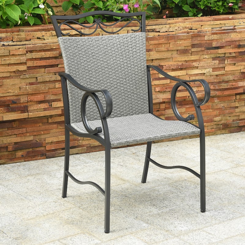 Valencia Resin Wicker/ Steel Dining Chairs (Set of 2) - Grey