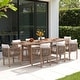 preview thumbnail 2 of 9, 9 - Piece Wooden Outdoor Dining Set with Cushions