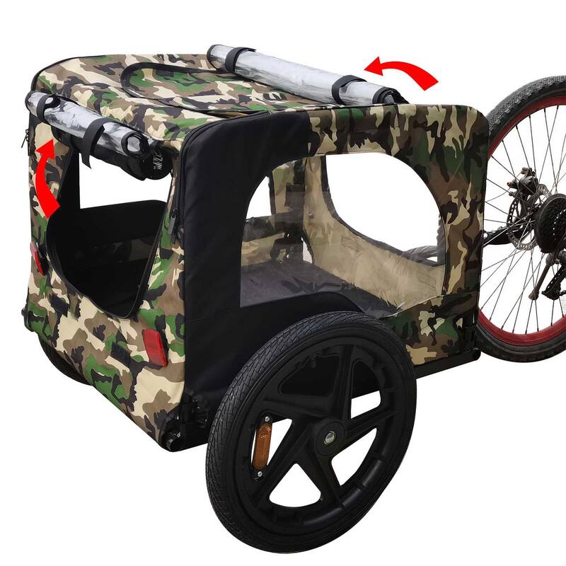 Medium Pet Bike Trailer with Powder-Coated Steel Frame, 88 lbs Weight Limit, Leash and Reflectors for Safety