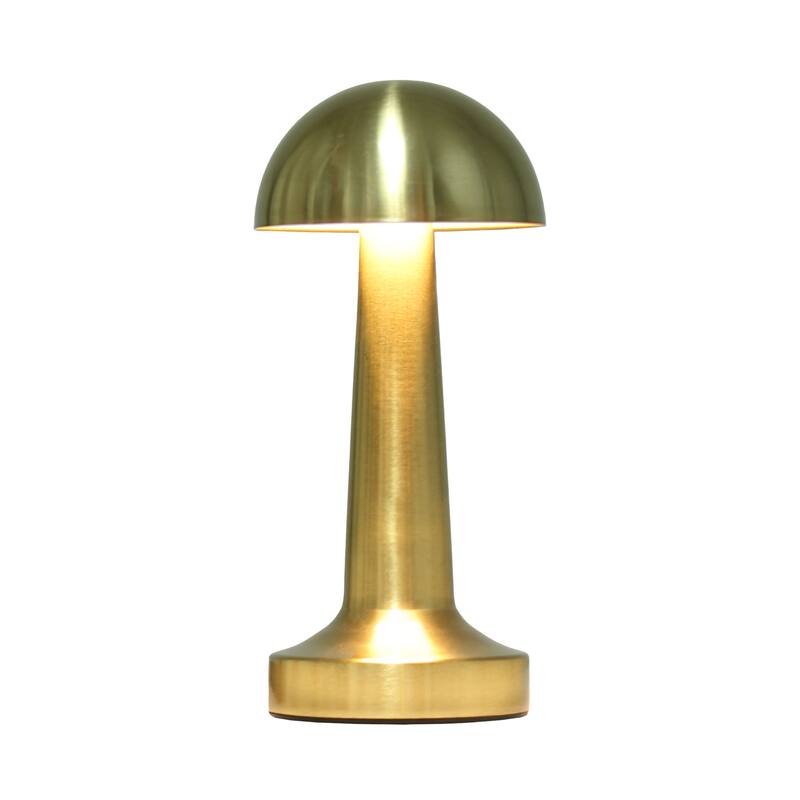8.88" Touch-Control Mushroom LED Lamp Cordless Rechargeable Table Light with Adjustable Brightness - 4”L x 4”W x 8.88”H - Gold