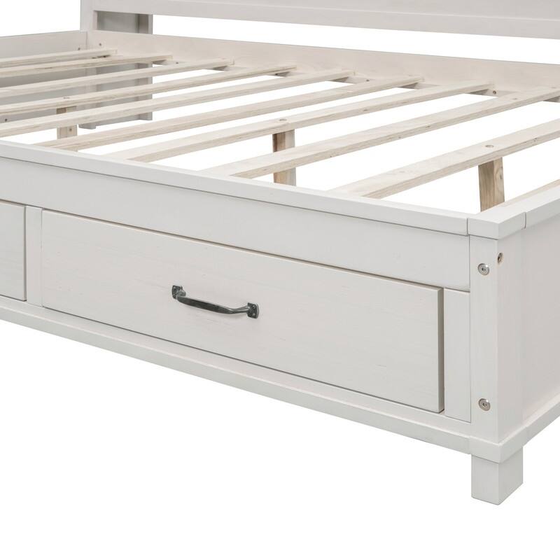 Twin/Full Size Wood Daybed Frame with Storage Drawers, Shelves and Charging Station