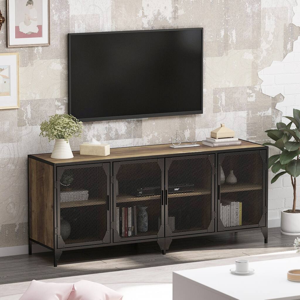 2-Shelf TV Console Stand With Large Storage Space