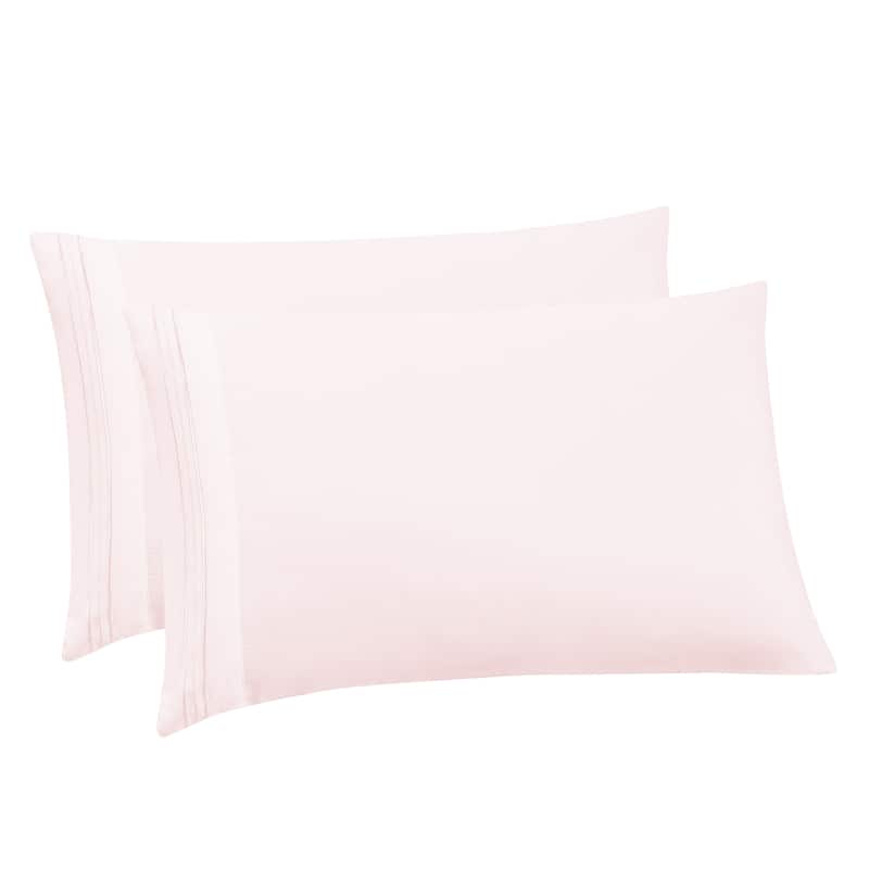 Sweet Home Collection Luxury Embroidered Ultra Soft Microfiber Pillowcases 2 Pack - Standard - Pale Pink