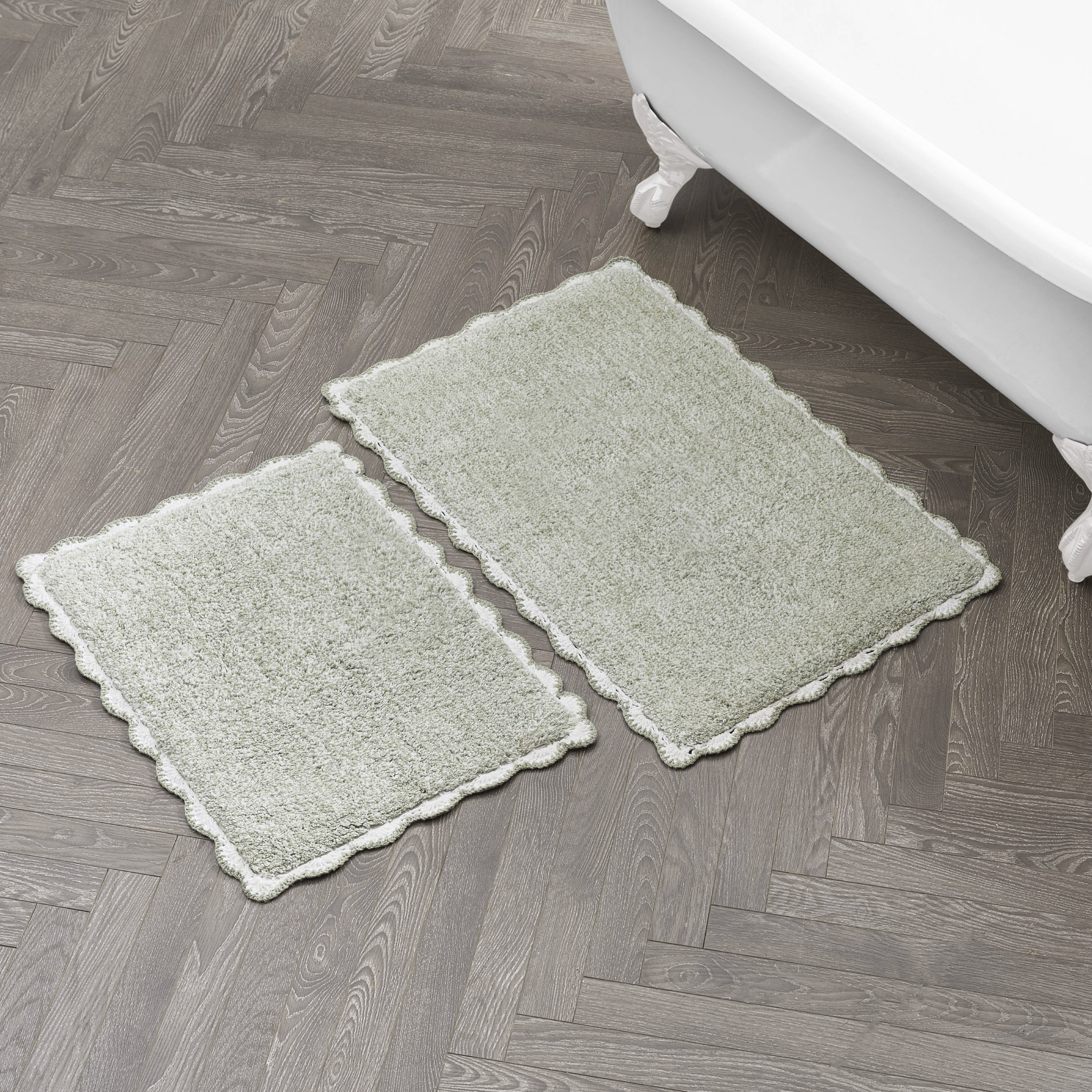 Laura Ashley Heathered Crochet Border Bath Rug
