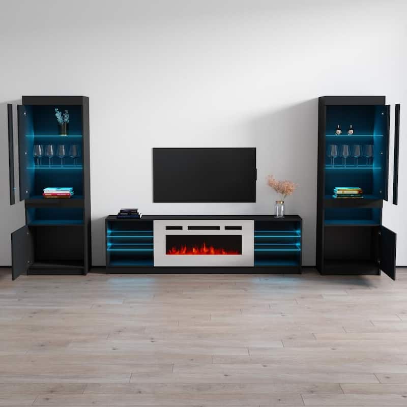 Boston WH01 Electric Fireplace Modern Wall Unit Entertainment Center