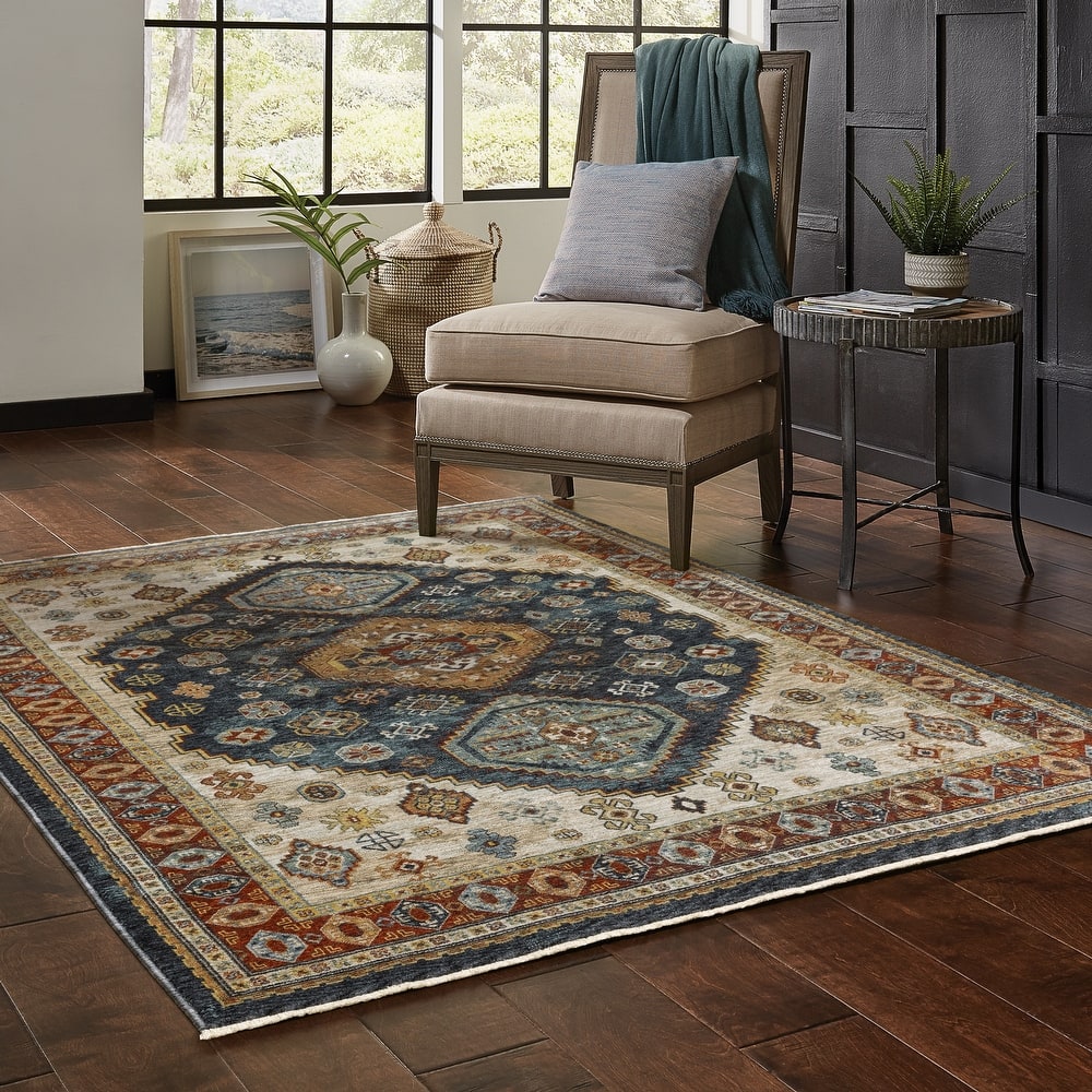 Style Haven Amelie Traditional Medallion Blue/ Multi Indoor Area Rug