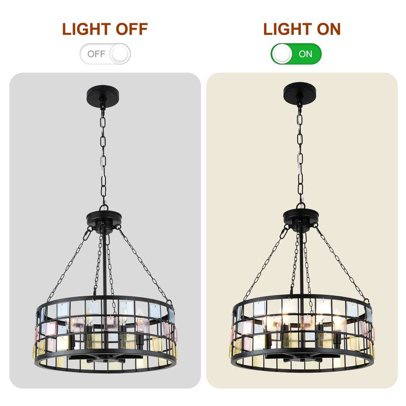 CurveCurio 20" Modern Tiffany DIY Chandelier, 6-Light w 24" Adjustable Hanging Chain for Dining Room, Bedroom and Foyer