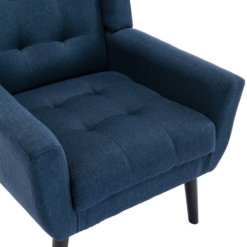 Blue Stylish Upholstered Seating Armchair with Tapered Metal Legs, Single Sofa Chair Accent Chair with Flared Armrests