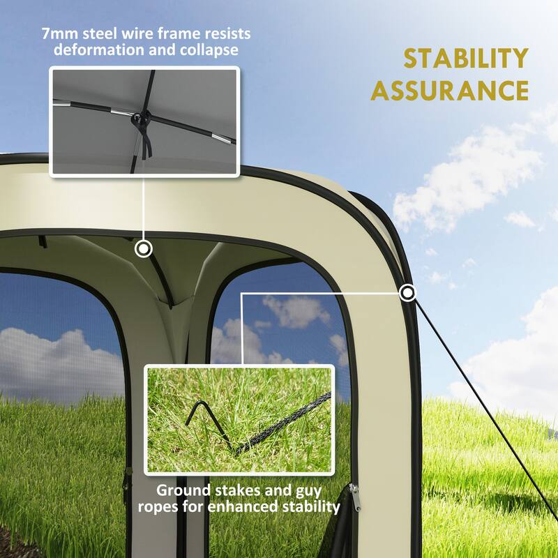 Pop Up Canopy Screen Room with Mesh Sides and UV Protection for Outdoor Camping and Backyard Gatherings