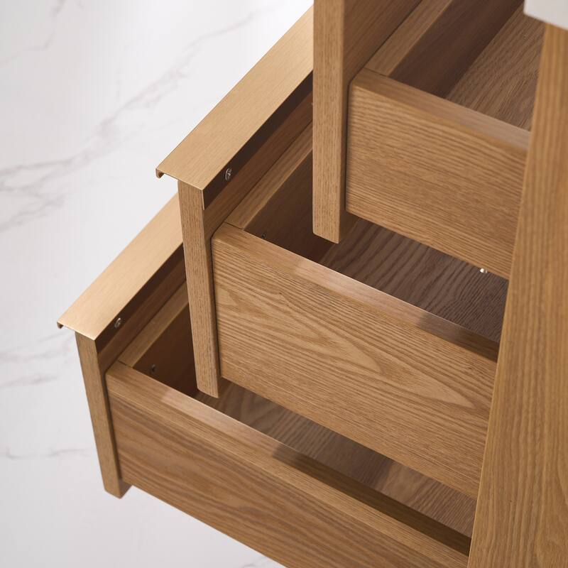36"/48"/60" W Width Solid Wood Bathroom Vanity with Stain-resistant Carrera White Quartz Top and Sink