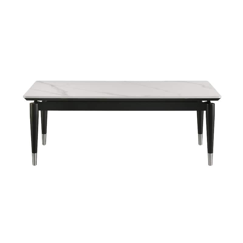 Furniture of America Kalor Modern 47-inch Black and White Sintered Stone Top Rectangle Coffee Table