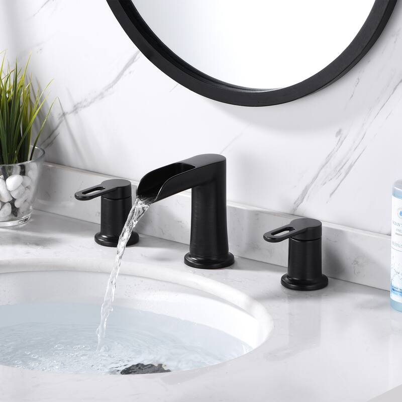Luxier WSP16-T Waterfall Widespread Bathroom Faucet with Pop-Up Drain