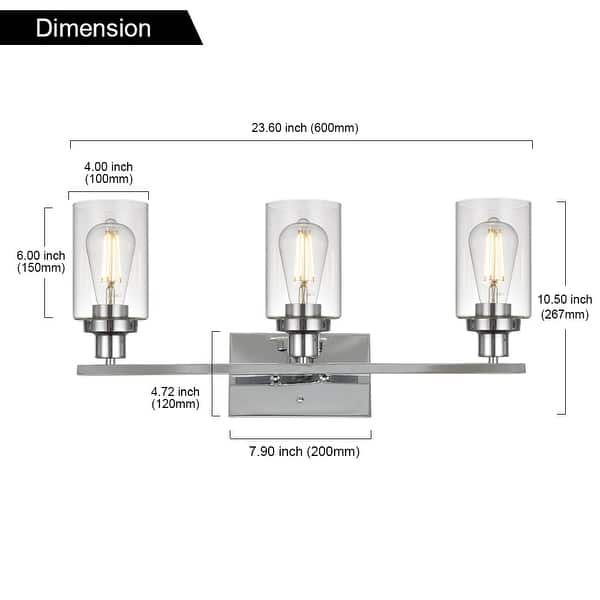 dimension image slide 0 of 3, Modern Bathroom Lights Fixture 3-Lights Vanity Lighting