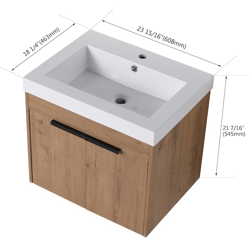 Bathroom Vanity With Sink In 24/30/36 Inch, Floating Bathroom Vanity With Soft Close Door
