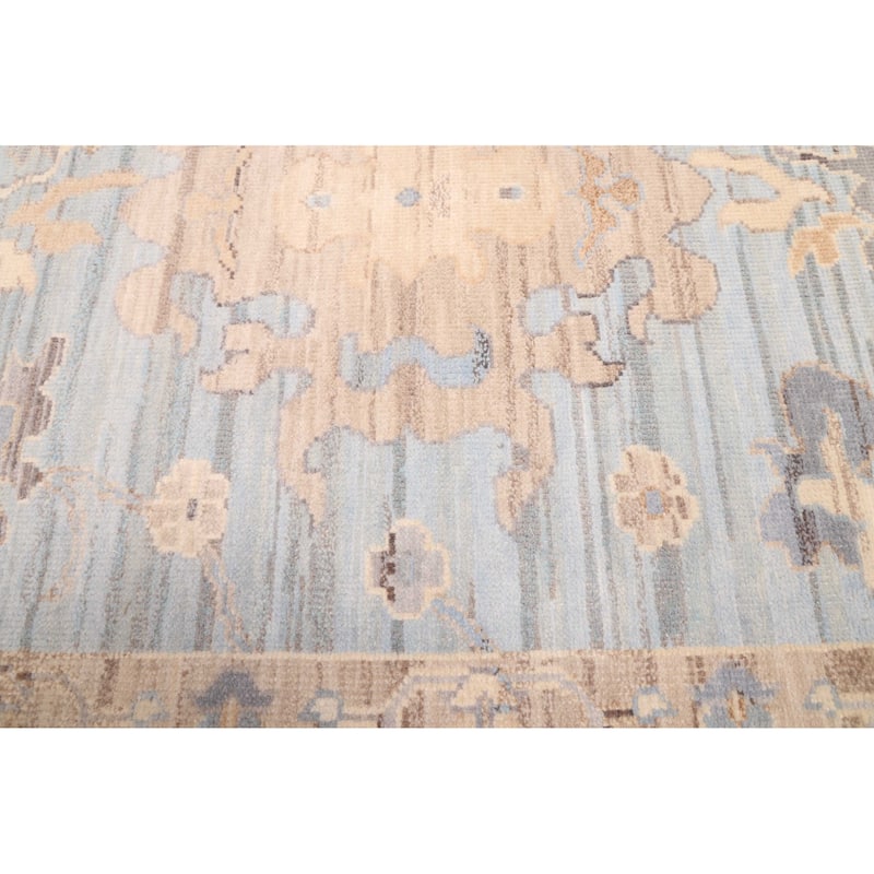 ECARPETGALLERY Hand-knotted Modern Oushak Light Blue Wool Rug - 9'0 x 11'10