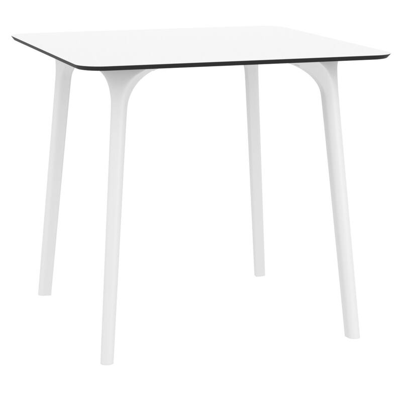 31.5" White Patio Outdoor Square Dining Table
