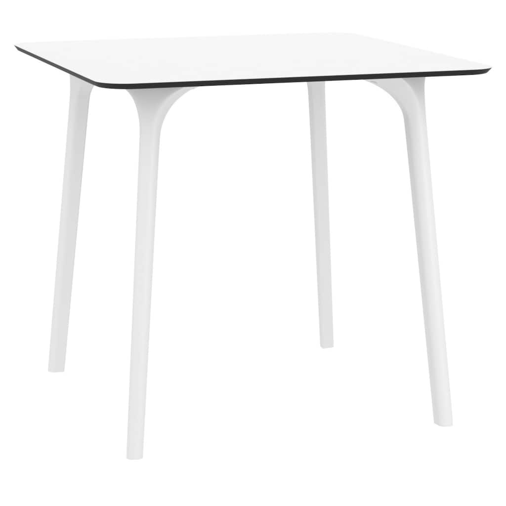 31.5" White Patio Outdoor Square Dining Table