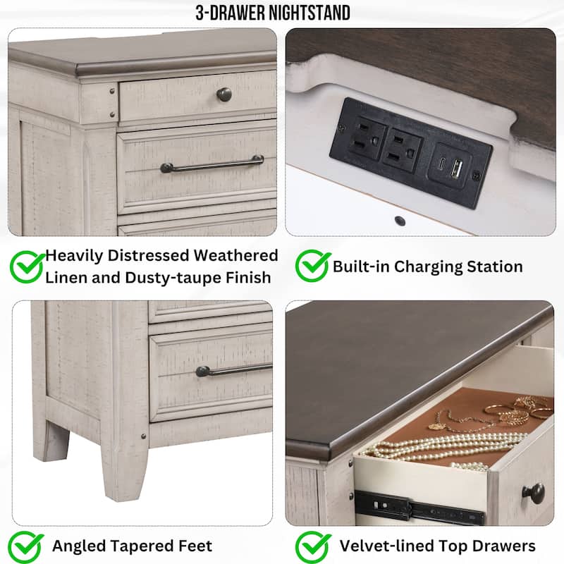 Roundhill Furniture Walcott 6-Piece Bedroom Set with Touch LED Lighting